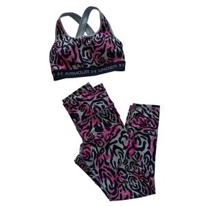 Under Armour Women's Compression HeatGear Sports Bra Leggings Set M